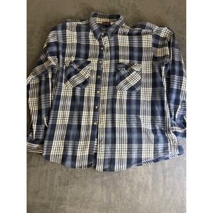 Grandpa Dak Tallman 2XL-T Blue Plaid Flannel Button Down Shirt Cotton H030 3161